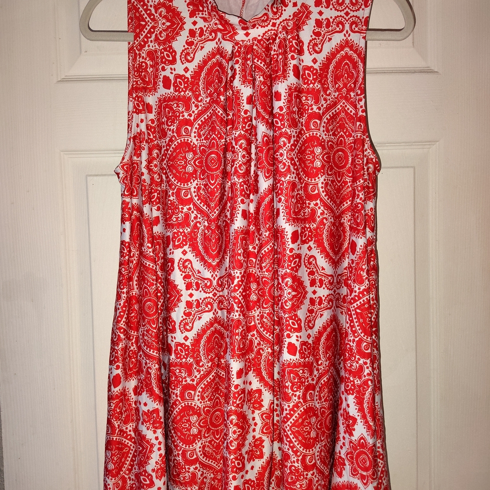 Red Paisley Sleeveless Blouse